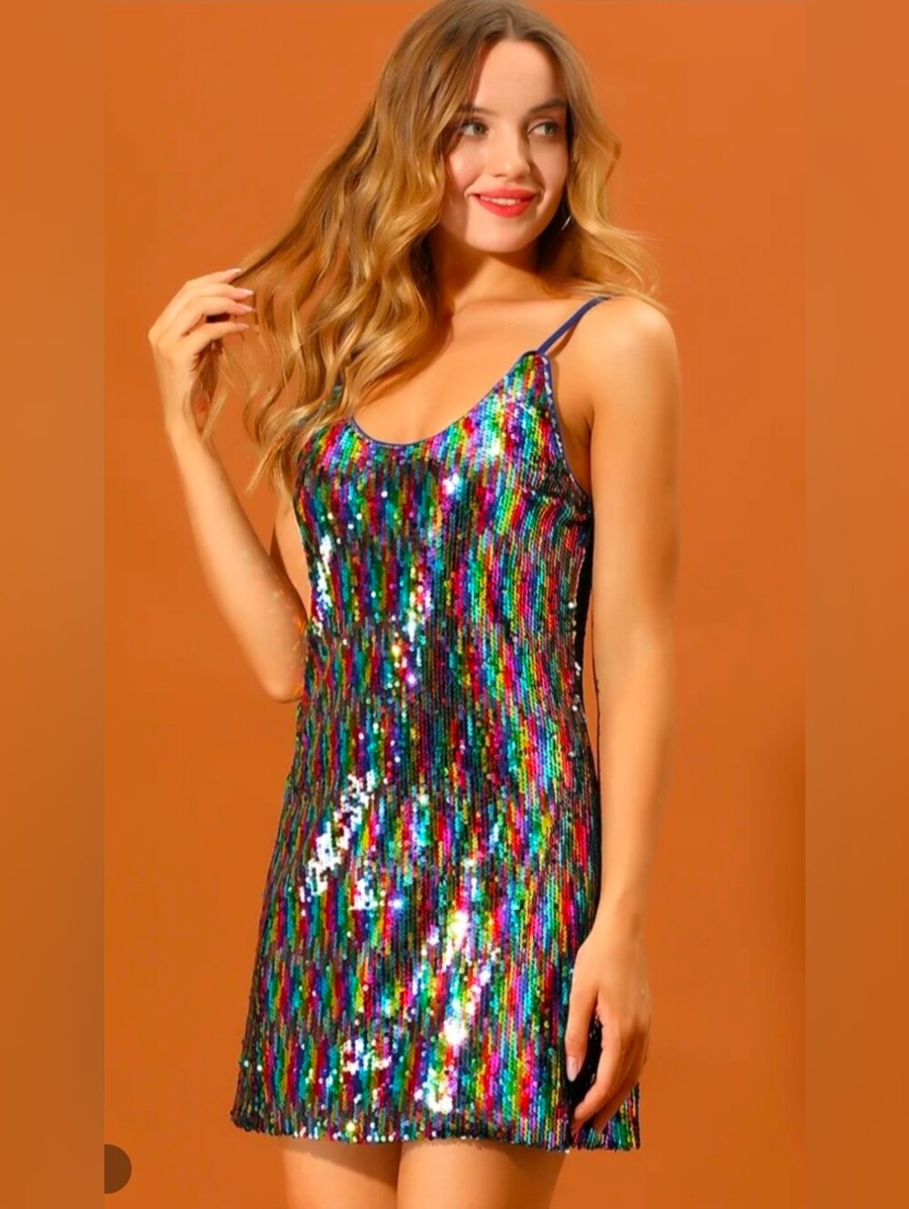 EUC XL ALLEGRA K MULTI COLORED SEQUIN PARTY DRESS